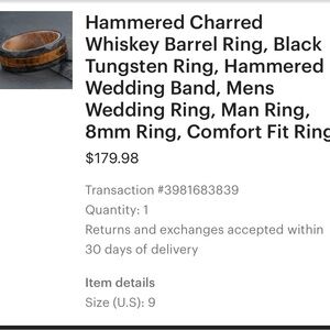 Men’s wedding Band— Hamered whiskey Barrel